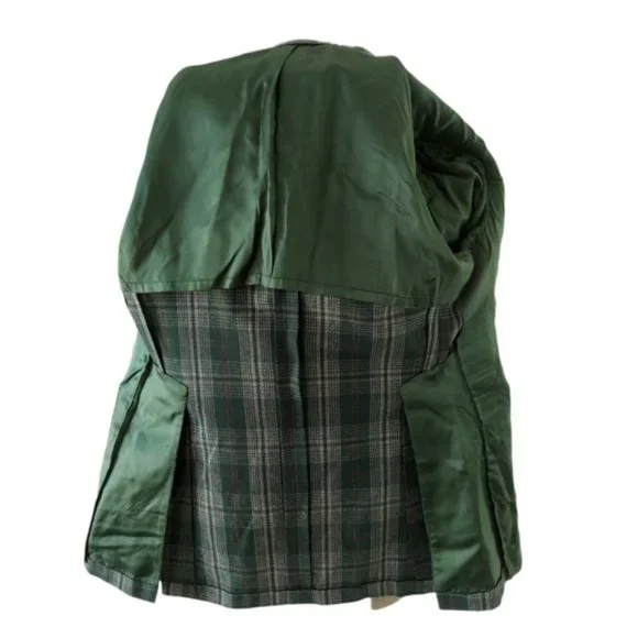 VTG BOTANY 500 Men's Green Plaid Sport Coat Jacket Size 40 Regular - Picture 5 of 11